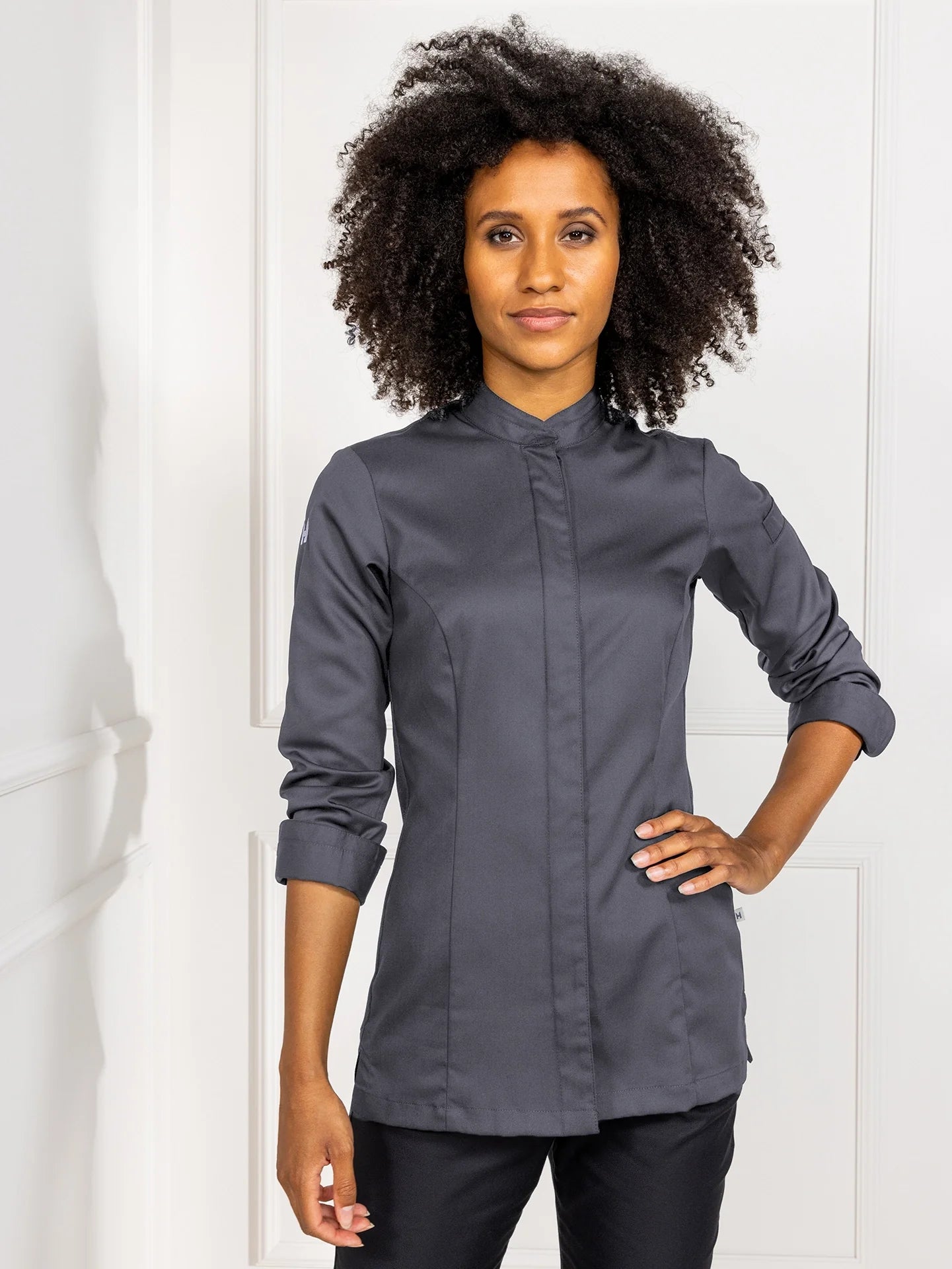 Chef Jacket Elise Dark Grey by Le Nouveau Chef -  ChefsCotton