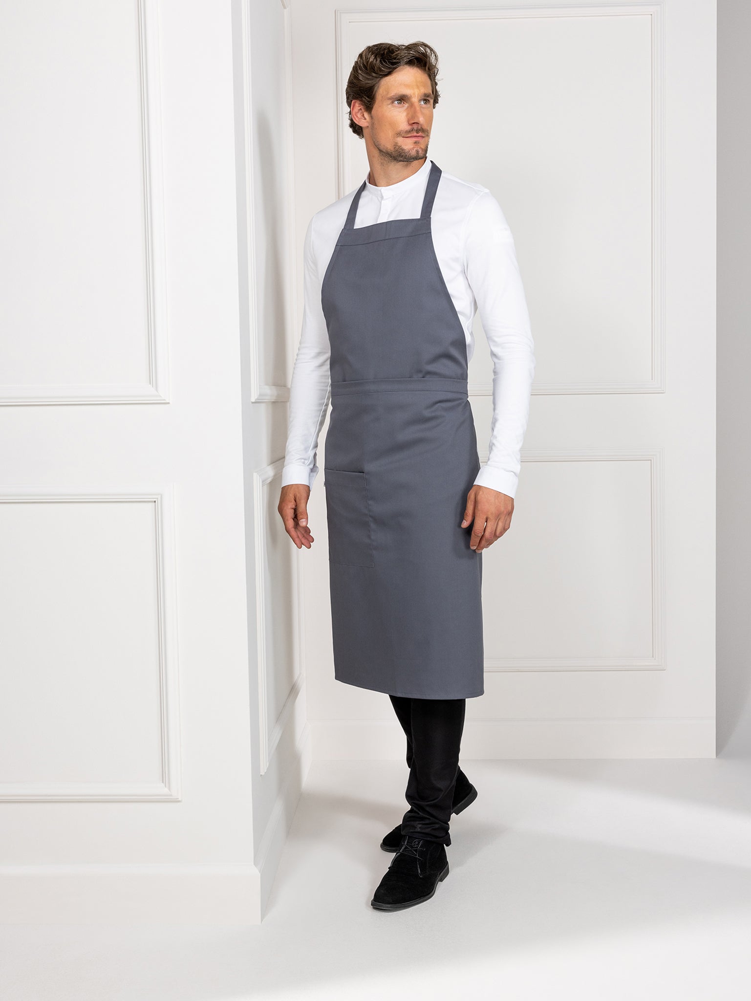 Bib Apron Phoenix Nimbus Grey by Le Nouveau Chef -  ChefsCotton