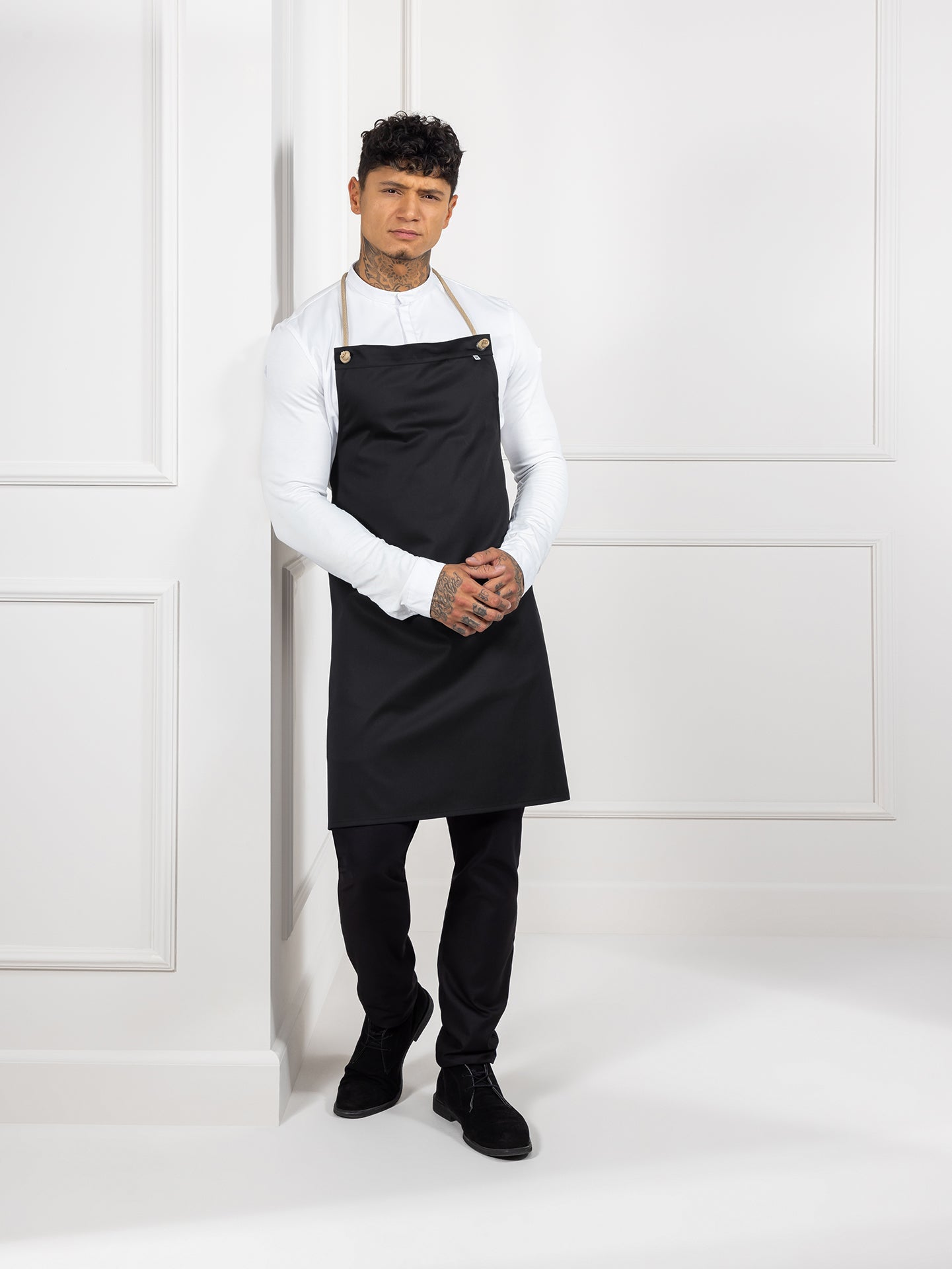 Bib Apron Spanish One Black by Le Nouveau Chef -  ChefsCotton