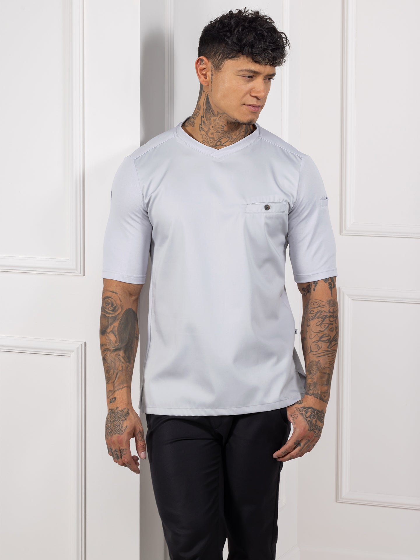 Chef T-Shirt Ferre Pearl Grey by Le Nouveau Chef -  ChefsCotton