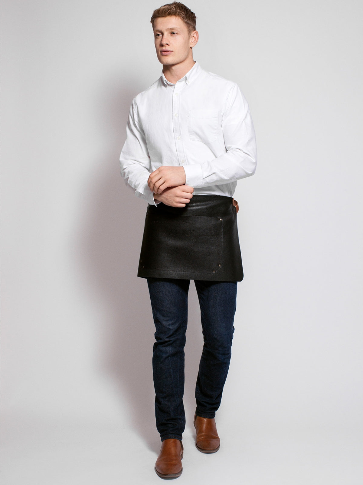 Leather Waist Apron Deluxe Black by Professional -  ChefsCotton