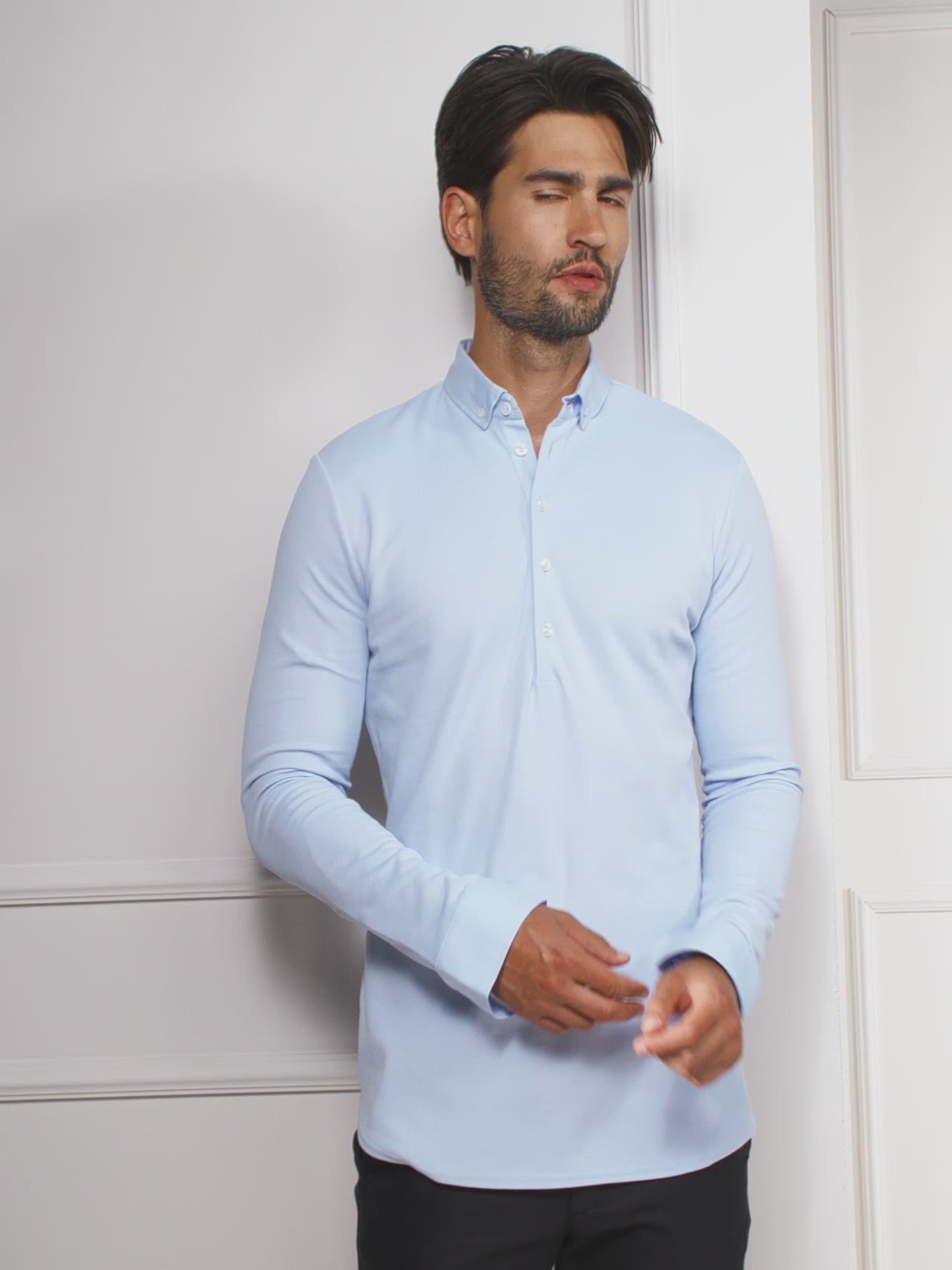 Longsleeve Polo Enzio Light Blue by Le Nouveau Chef