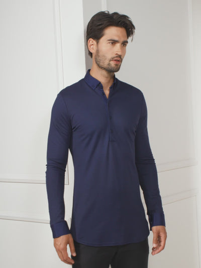 Longsleeve Polo Enzio Patriot Blue by Le Nouveau Chef